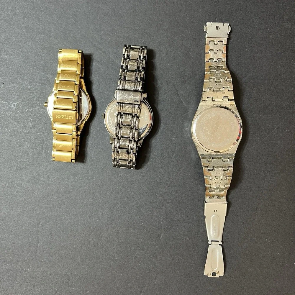 Lot of 3 Quartz Wristwatches Men's Gold Silver Tone  Citizen Geoffrey Beene Ice
